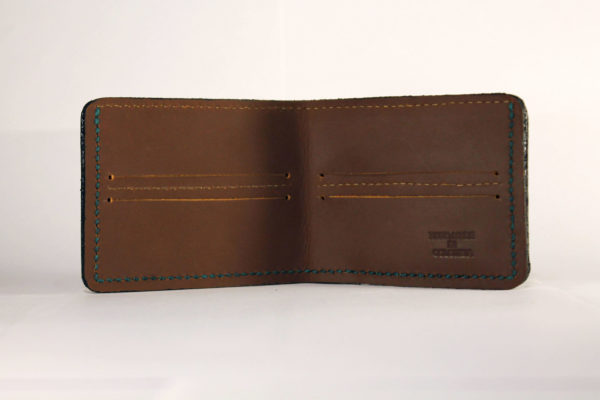 Brown and Dark Green Leather Wallet - Image 2